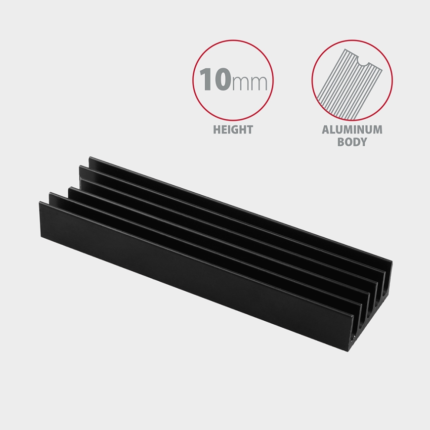 Axagon CLR-M2L10 Tietokoneen jäähdytysjärjestelmä M.2 NVMe SSD, SSD-asema Jäähdytyslevy/jäähdytin Mu – 3