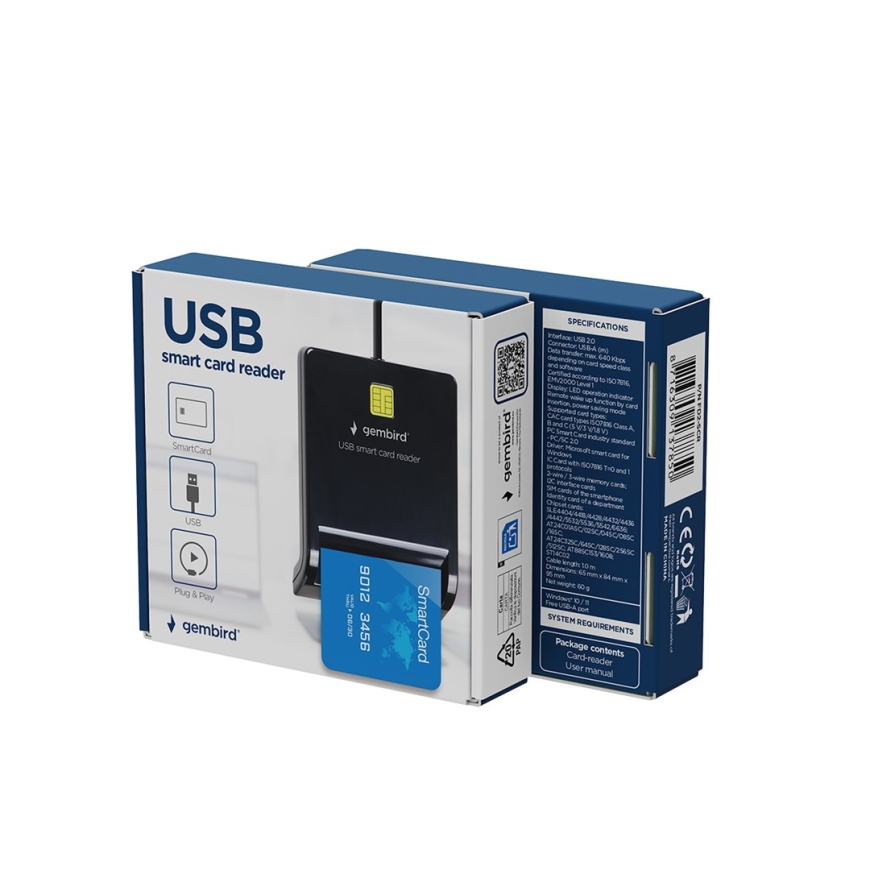 Читалка смарт-карт Gembird FD2-SCR USB, черная – 5