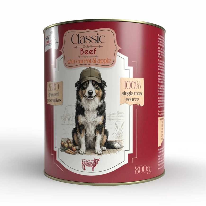 SYTA MICHA klassikaline veiseliha porgandiga - märg koeratoit - 800g