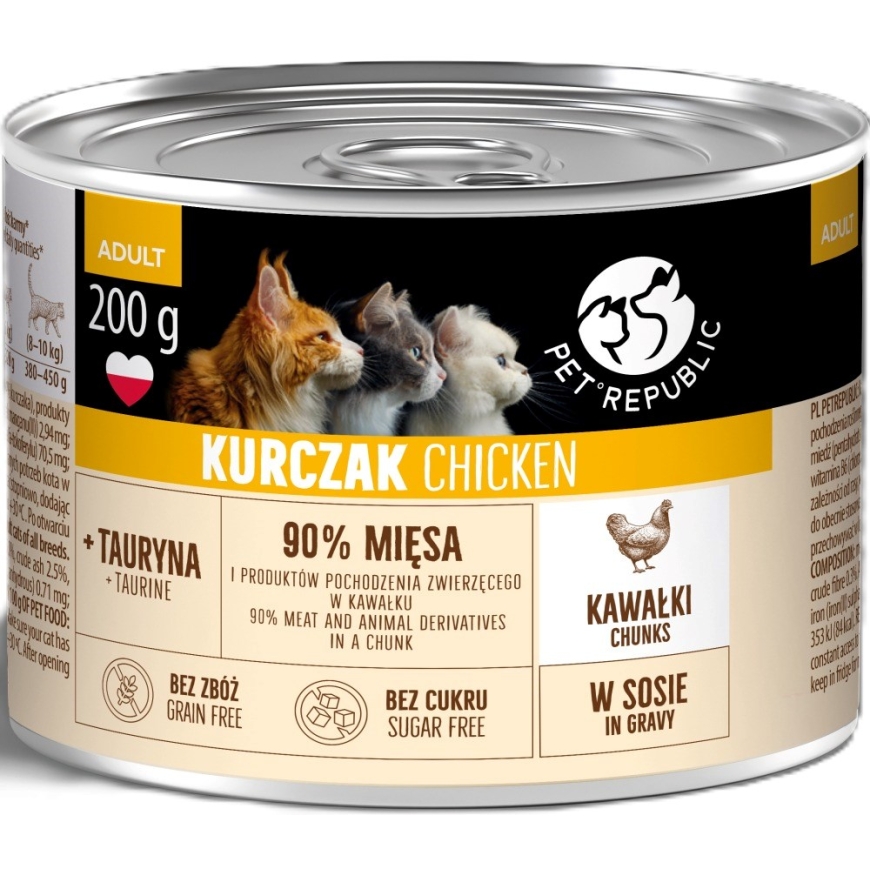 PETREPUBLIC Piecīši pieaugušajiem ar vistu mērces – konservēts kaķu ēdiens – 10x200g – 2