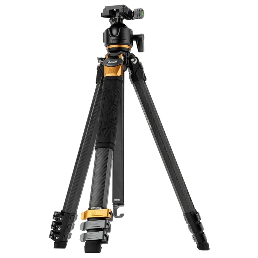 Kameru statīvs - Fotopro Origin Plus + O 8H Carbon 20th Anniversary Edition melns / zelts – 2