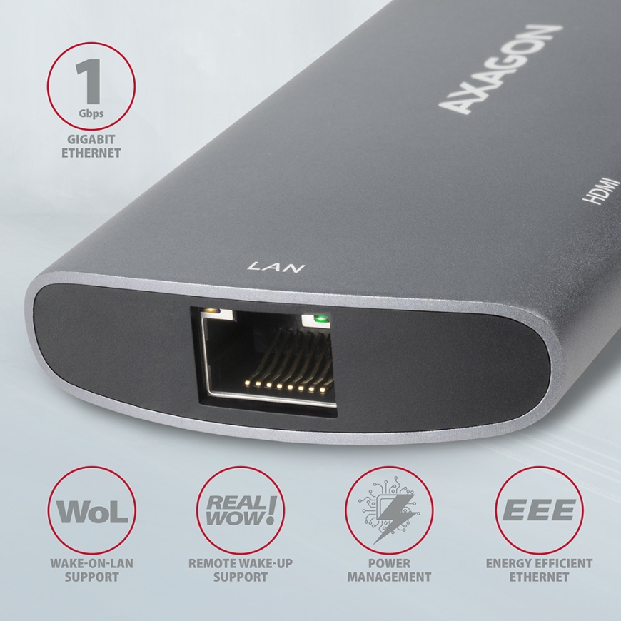 Axagon HMC-6M2 dokstacija Vadu USB 3.2 Gen 1 (3.1 Gen 1) Type-C Alumīnijs – 3