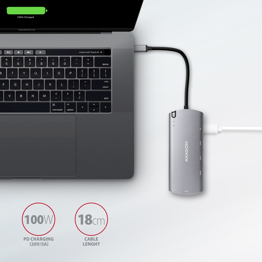 Axagon HMC-6M2 dokstacija Vadu USB 3.2 Gen 1 (3.1 Gen 1) Type-C Alumīnijs – 4