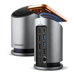 Axagon HMC-WL9 kannettavien tietokoneiden telakka ja porttitoistin Langallinen USB 3.2 Gen 2 (3.1 Gen 2) Type-C Harmaa