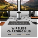 Axagon HMC-WL9 USB 10Gbps hub with Qi, 3x USB-A, USB-C, HDMI & DP 4k/60Hz, RJ-45, PD 100W