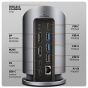 Axagon HMC-WL9 USB 10Gbps hub with Qi, 3x USB-A, USB-C, HDMI & DP 4k/60Hz, RJ-45, PD 100W