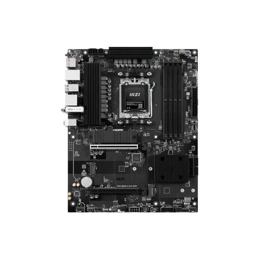 MSI PRO B850-S EVO WIFI mātes plate AMD B850 AM5 pieslēgvieta ATX