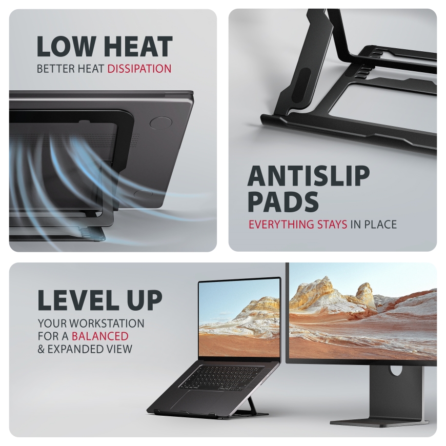 Axagon STND-LAB Laptop-Ständer, höhenverstellbar, faltbar, Aluminium Notebook & tablet stand Черный – 3