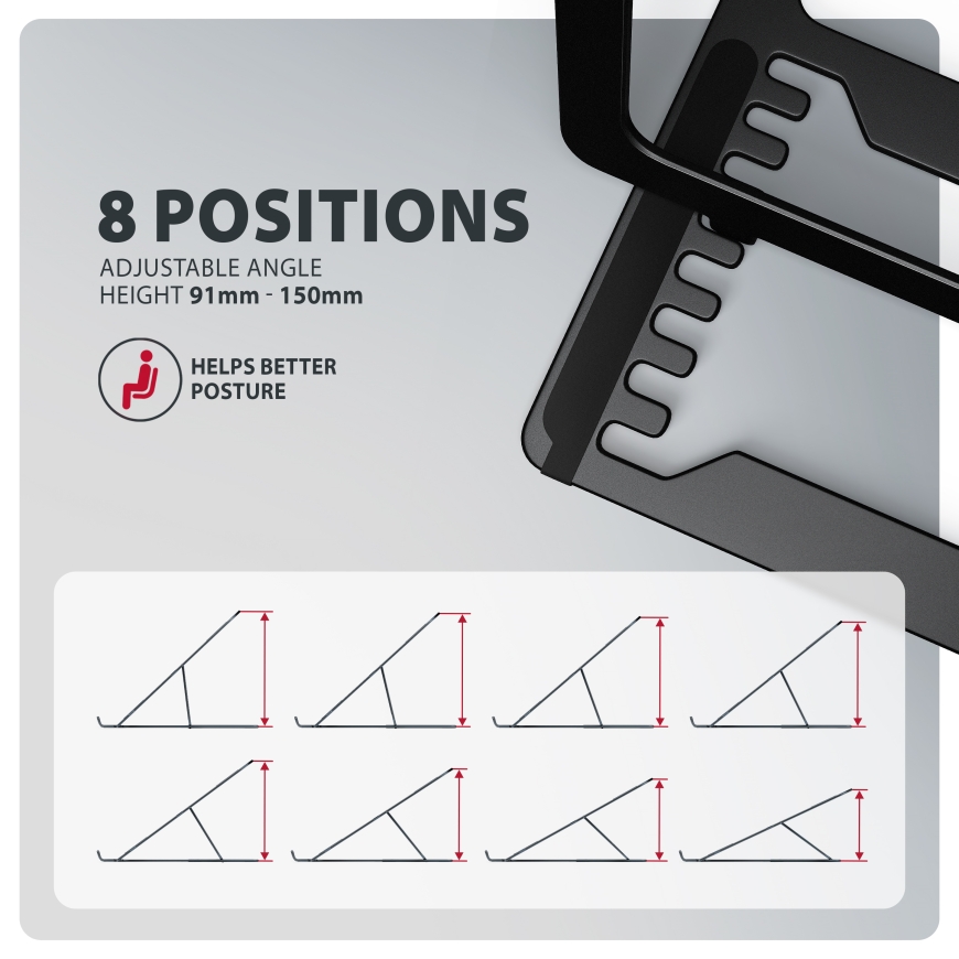 Axagon STND-LAB Laptop-Ständer, höhenverstellbar, faltbar, Aluminium – 4
