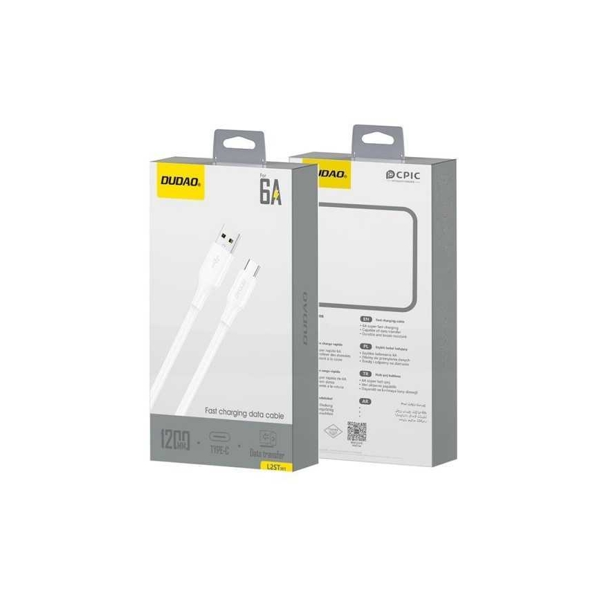 Dudao L2sT USB-A uz USB-C 30W 1,2m Balts – 2