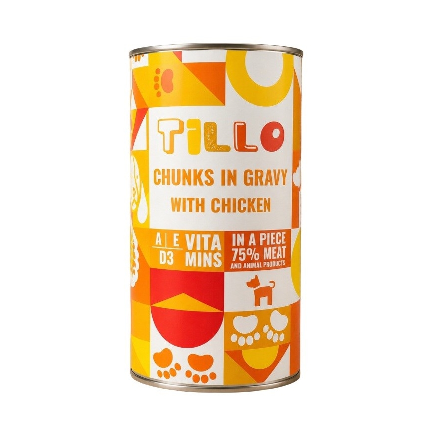 TILLO Кусочки в соусе с курицей - влажный корм для собак - 1250г