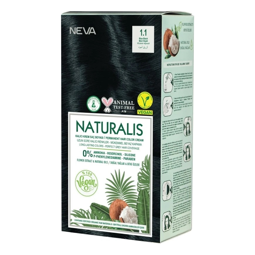 Naturalis Neva, Permanent Hair Dye, 1.1 Juodas Mėlyna, 150 ml For Women – 3