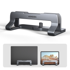 Axagon STND-VG Vertikaler Laptop-Ständer, einstellbare Breite, Aluminium