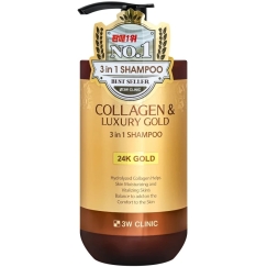 3W Clinic Collagen & Luxury Gold szampon do włosów su kolagenem 3w1 750ml