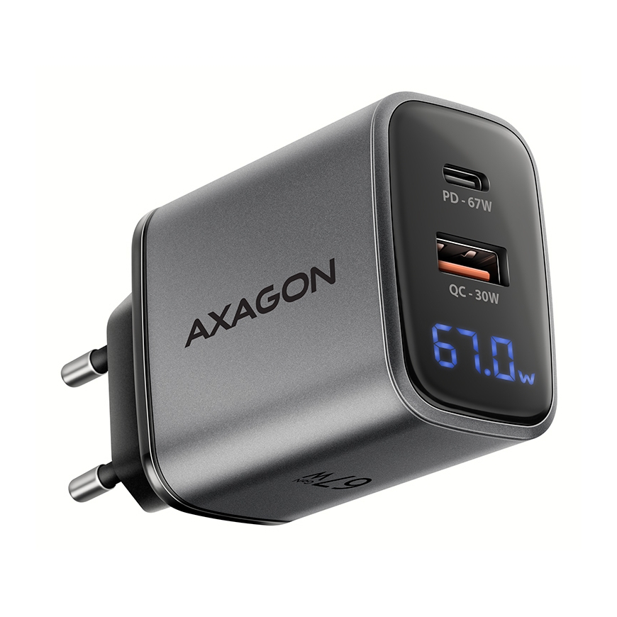 Axagon ACU-PQ67D mobiliojo įrenginio kroviklis Universalus Juoda, Pilka AC Spartusis įkrovimas Vidau