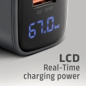 Axagon ACU-PQ67D PD3.0 & QC4+ 2xOUTPUTS, LCD display, wall charger 67W