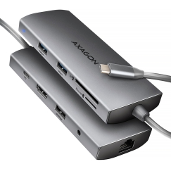 Axagon HMC-8HLSA dokstacija Vadu USB 3.2 Gen 1 (3.1 Gen 1) Type-C Pelēks