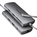 Axagon HMC-8HLSA dokstacija Vadu USB 3.2 Gen 1 (3.1 Gen 1) Type-C Pelēks Axagon HMC-8HLSA dokstacija Vadu USB 3.2 Gen 1 (3.1 Gen 1) Type-C Pelēks