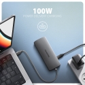 Axagon HMC-8HLSA, USB 5Gbps hub, 3x USB-A, HDMI 4k/60Hz, RJ-45, SD/microSD, audio, PD 100W