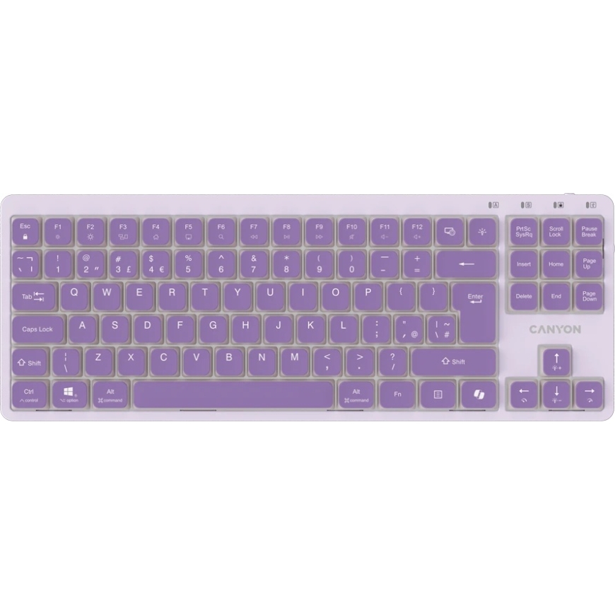CANYON klaviatūra OnType 10 žemo profilio EN laidinė violetinė