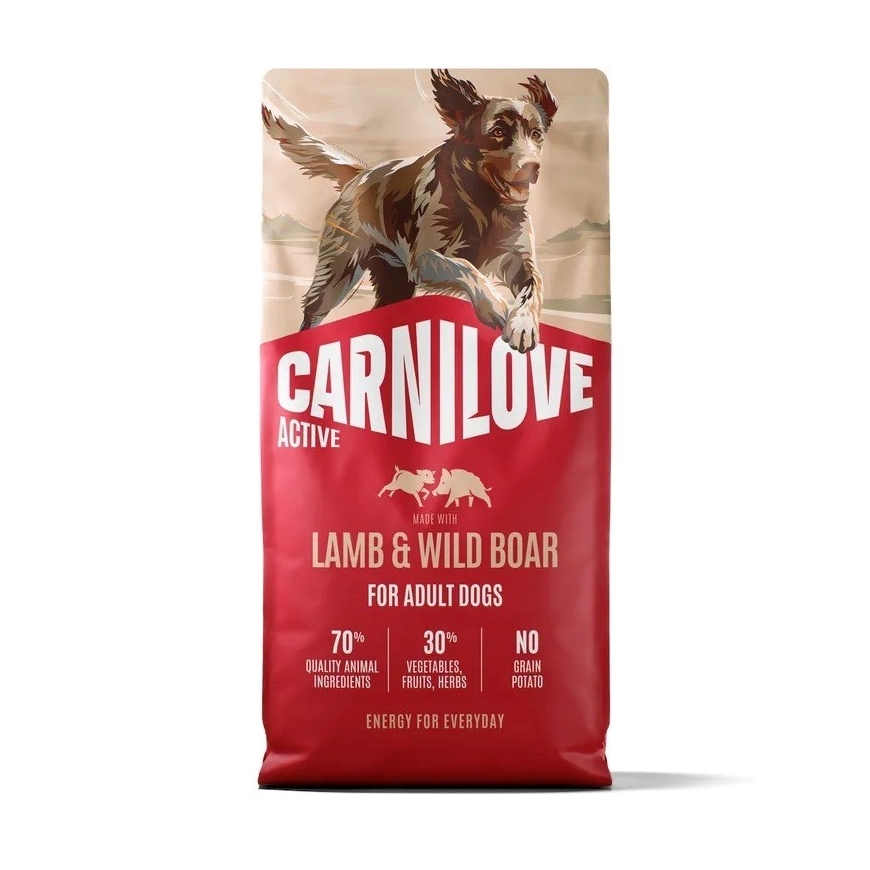 CARNILOVE Aktyvus Šuo Suaugęs Aviena ir Šernas - sausas šunų ėdalas - 12kg