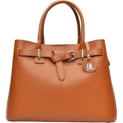 Anna Luchini Women's Leather Handbag AL117 Cognac Color