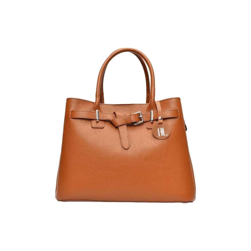 Anna Luchini Women's Leather Handbag AL117 Cognac Color