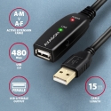 Axagon ADR-215 USB 2.0 A-M - A-F active extension/repeater cable 15m
