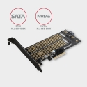 Axagon PCEM2-D PCIe x4 - M.2 NVMe M-key + SATA B-key slot adapter w. SP & LP