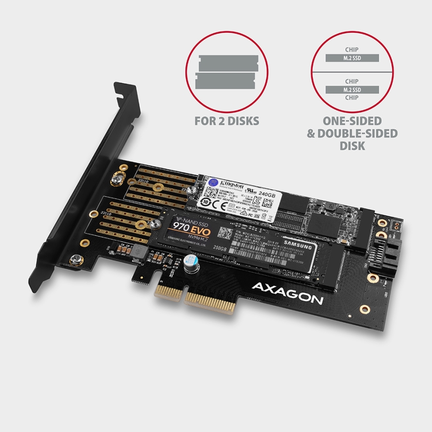 Axagon PCEM2-D interfeisa karte/adapteris Iekšējs M.2, SATA – 3