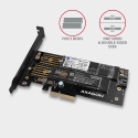 Axagon PCEM2-D PCIe x4 - M.2 NVMe M-key + SATA B-key slot adapter w. SP & LP