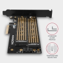 Axagon PCEM2-D PCIe x4 - M.2 NVMe M-key + SATA B-key slot adapter w. SP & LP