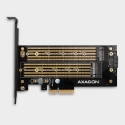 Axagon PCEM2-D PCIe x4 - M.2 NVMe M-key + SATA B-key slot adapter w. SP & LP