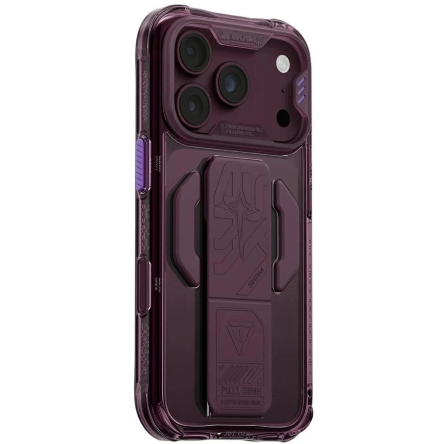 Dėklas Skinarma Helio CE Grip Stand, skirtas iPhone 18 Pro / 17 Pro, bordo spalvos – 5