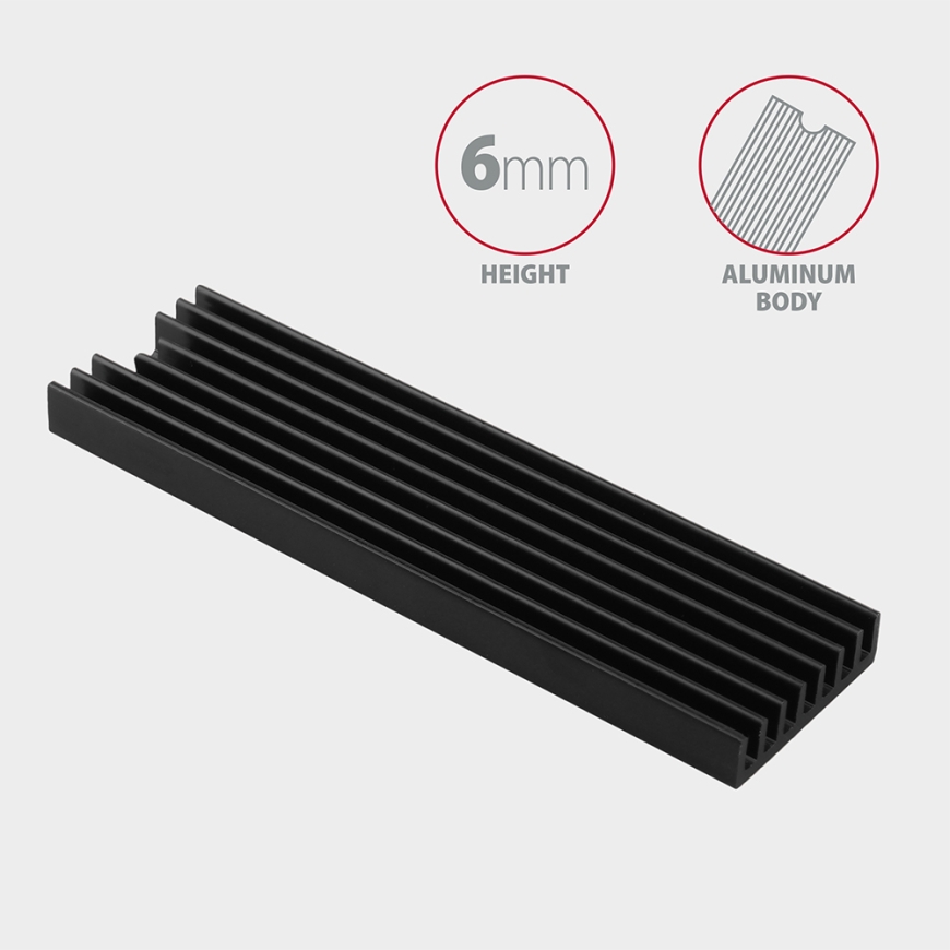 Axagon CLR-M2L6 Datora dzesēšanas sistēma M.2 NVMe SSD, Bezkontakta piedziņa Siltuma aizvadītājs / r – 3