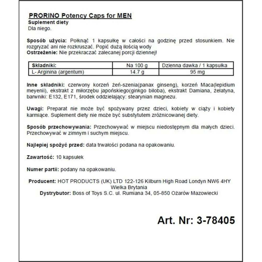 HOT Prorino Potency uztura bagātinātājs vīriešiem (10 kaps.) – 3