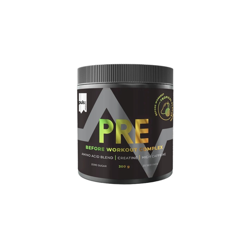 Puls Nutrition Pre-Workout Complex aminoskābju pulveris, tropiskie augļi, 300 g