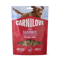 CARNILOVE Mīkstās sardīnes ar meža ķiplokiem - suņu našķis - 200g