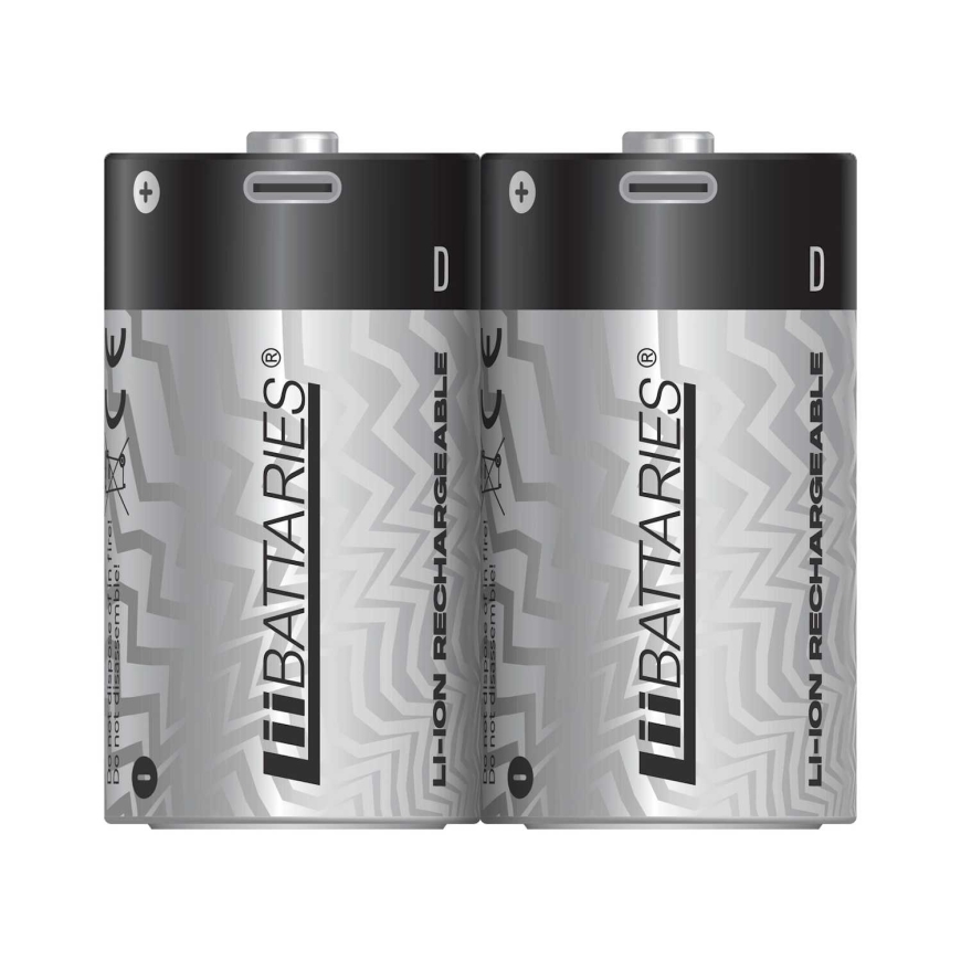 Liibattaries USB-C Rechargeable batteries Lithium-Ion LR20 D 6500mAh (2pcs)