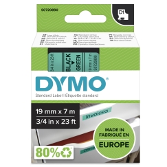 DYMO D1 Standard - Black on Green - 19mm label-making tape