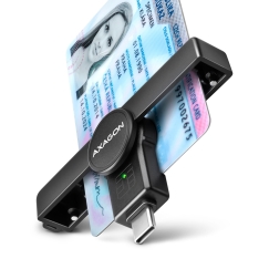 Axagon CRE-SMPC USB-C Smart card/ID card PocketReader считыватель сим-карт Для помещений USB Type-C Черный