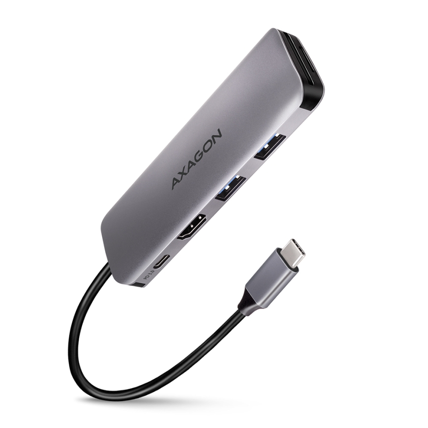 Axagon HMC-5 knyginių kompiuterių dokas / jungčių replikatorius Vielinis USB 3.2 Gen 1 (3.1 Gen 1) T