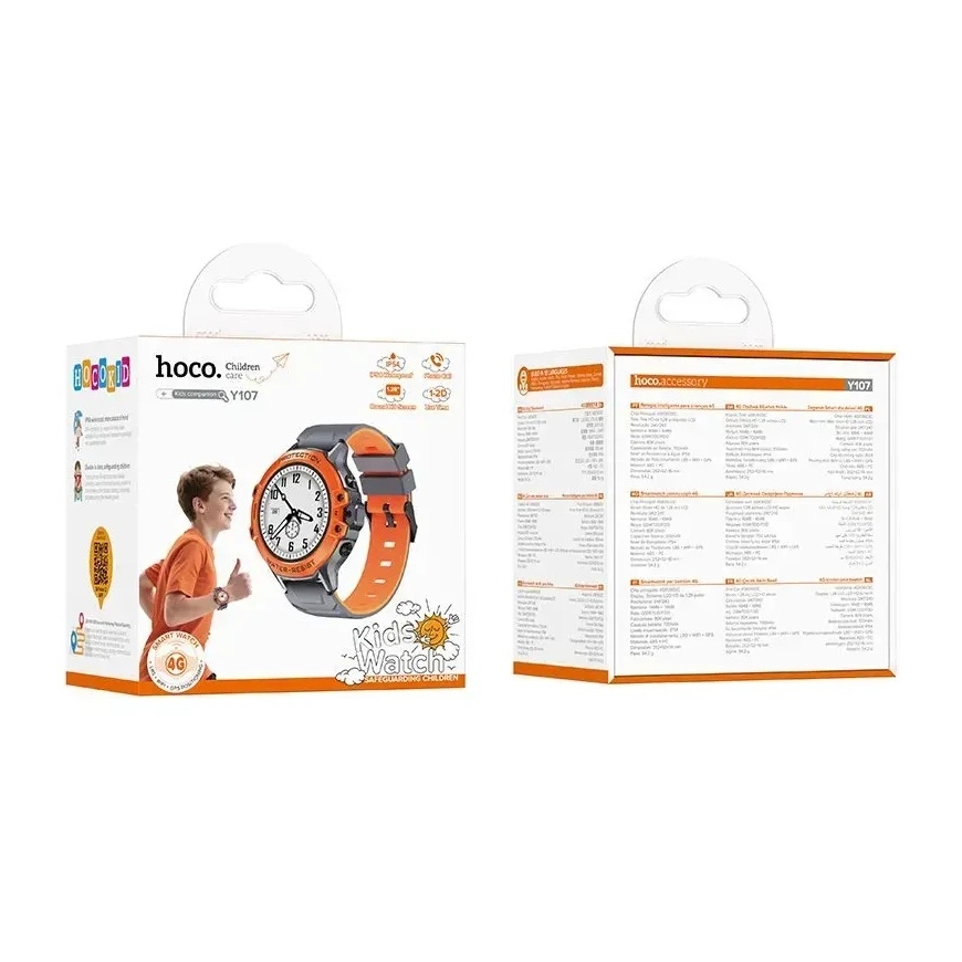 Smartwatch for kids Hoco 1.28" 4G GPS with call function Y107 orange – 3
