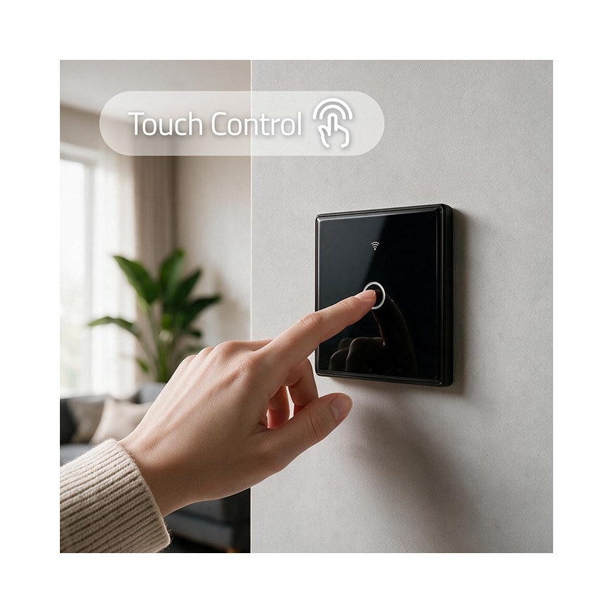 Qoltec 52711 Умный сенсорный одноканальный выключатель света | Wi-Fi | Таймер | Tuya | Smart Life | Закаленное стекло | Черный – 3