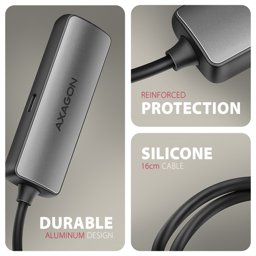 Axagon RVC-HI8KPD, USB-C - HDMI 2.1 redukce / adaptér, 8K/60Hz, 4K/144Hz, HDR10+, PD100W 0,16 m USB – 4