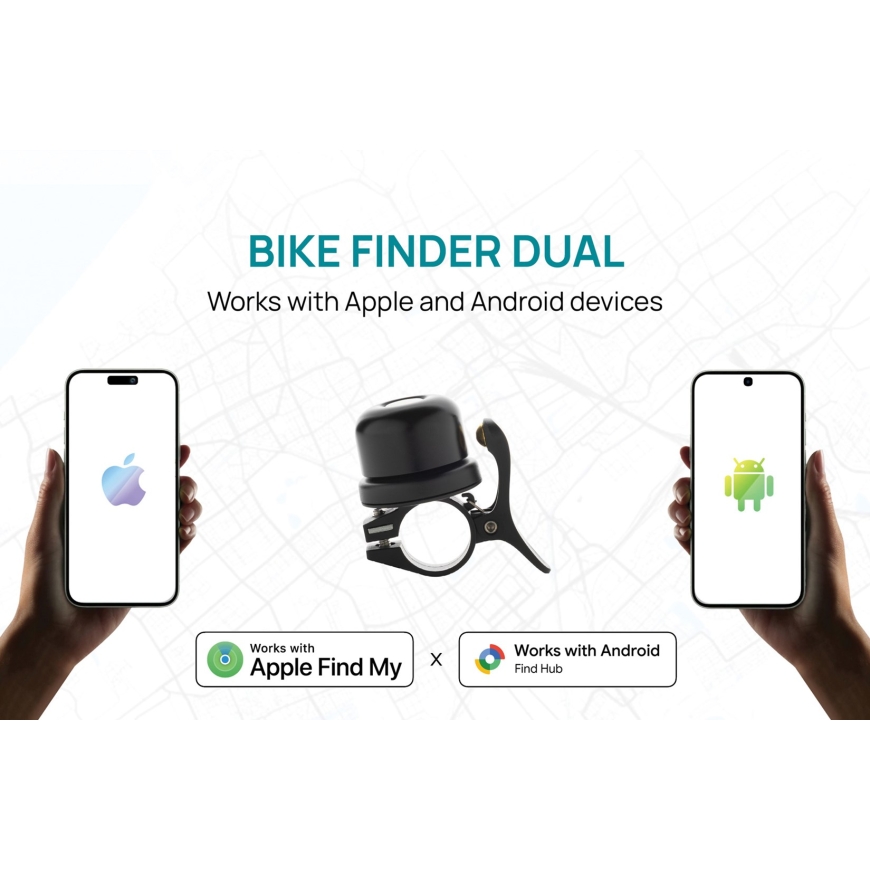 XD Connects Velosipēda meklētājs Dual velosipēda zvans ar izsekošanu – Apple un Android atrašanai (IPX6) P301.1401 – 2