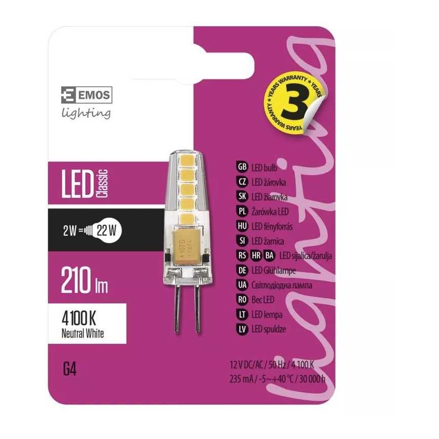 EMOS LED G4 Neutralus baltas