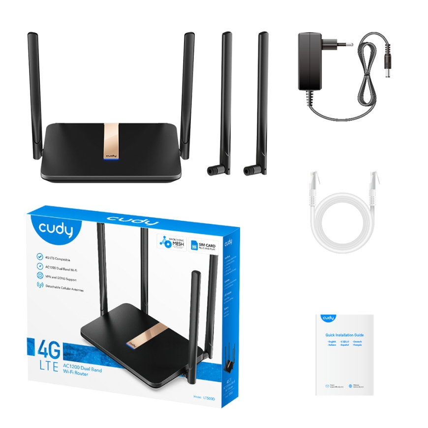 Cudy LT500D langaton reititin Nopea Ethernet Kaksitaajuus (2,4 GHz/5 GHz) 4G Musta – 5