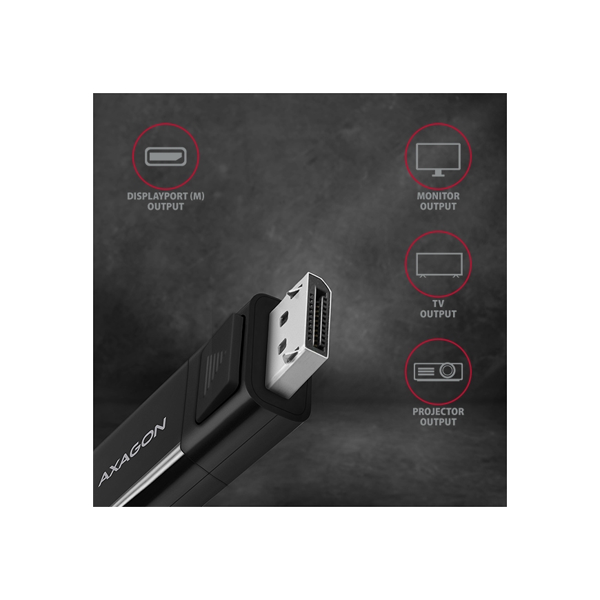 Axagon RVC-DPC видео кабель адаптер 1,8 m USB Type-C DisplayPort Черный – 3