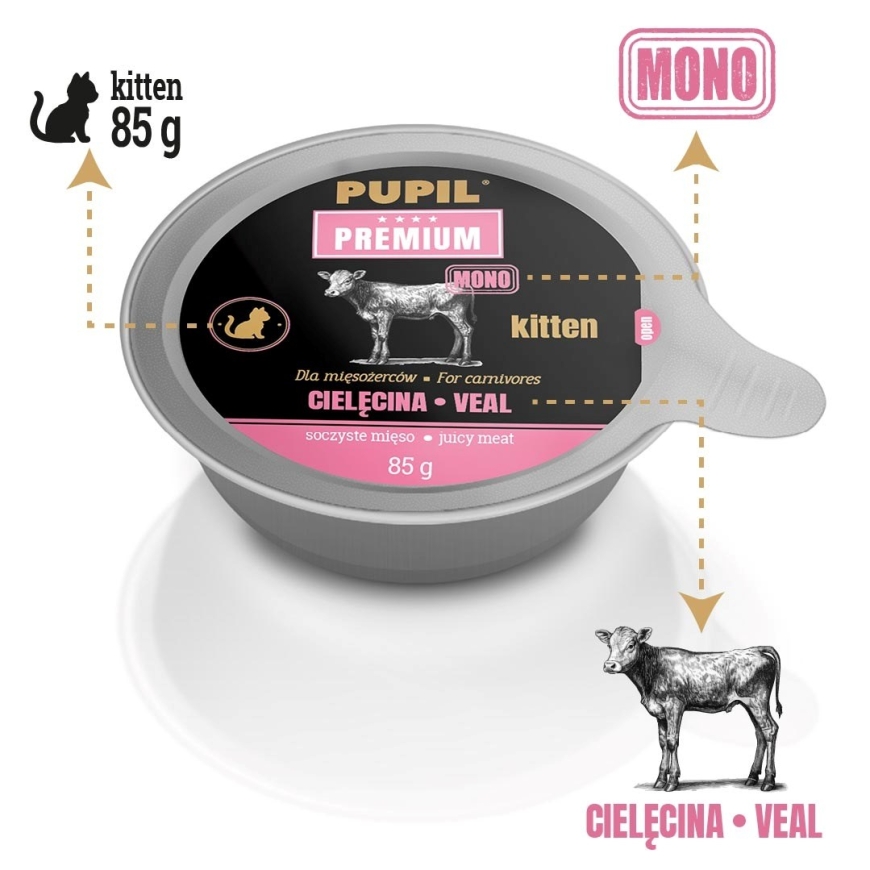 PUPIL Premium Kitten veal mono - wet cat food - 85g – 2